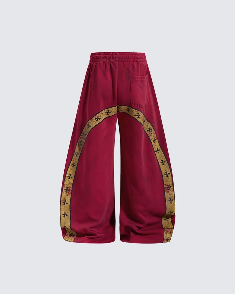 KIIKIO Vintage Wide Leg Back Graphic Track Pants