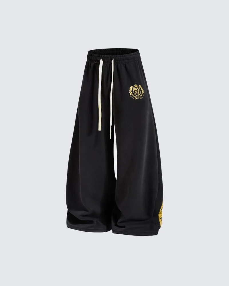 KIIKIO Vintage Wide Leg Back Graphic Track Pants