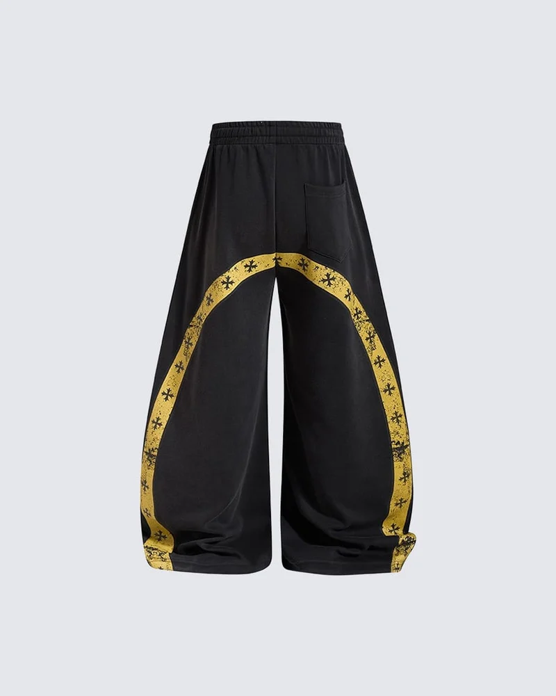 KIIKIO Vintage Wide Leg Back Graphic Track Pants