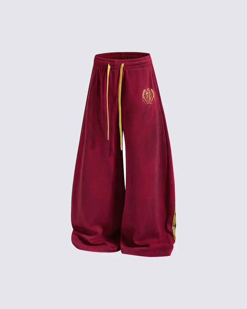 KIIKIO Vintage Wide Leg Back Graphic Track Pants
