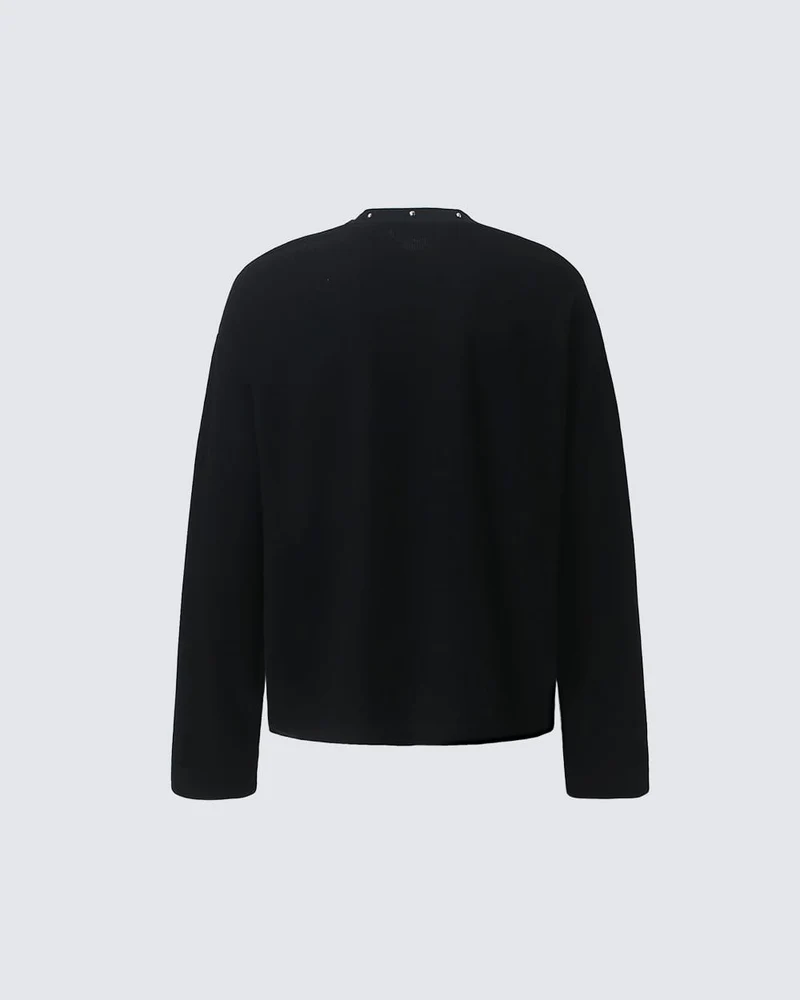 KIIKIO Gothic Cross Studded Long Sleeve T-Shirt