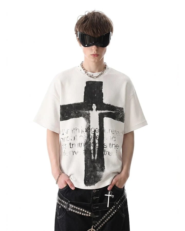 KIIKIO Gothic Cross Graphic Oversized T-Shirt