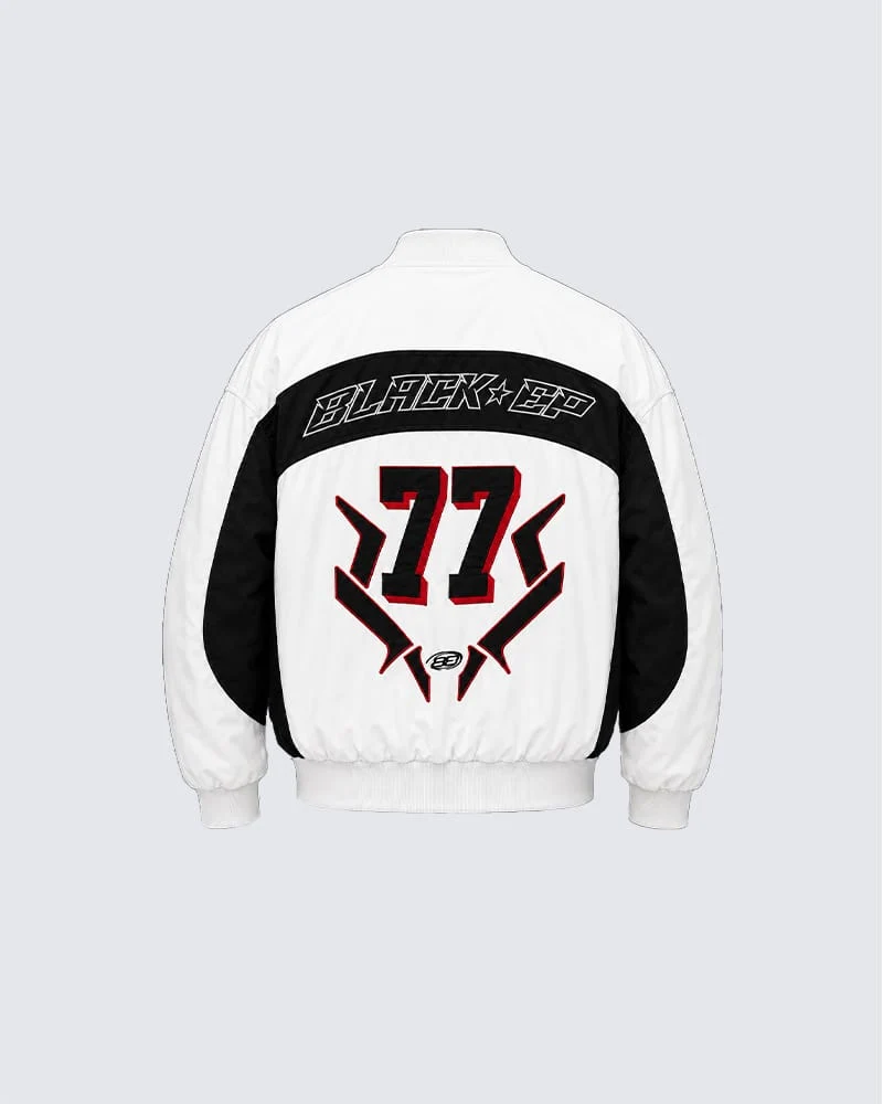KIIKIO Racing Graphic Varsity Jacket