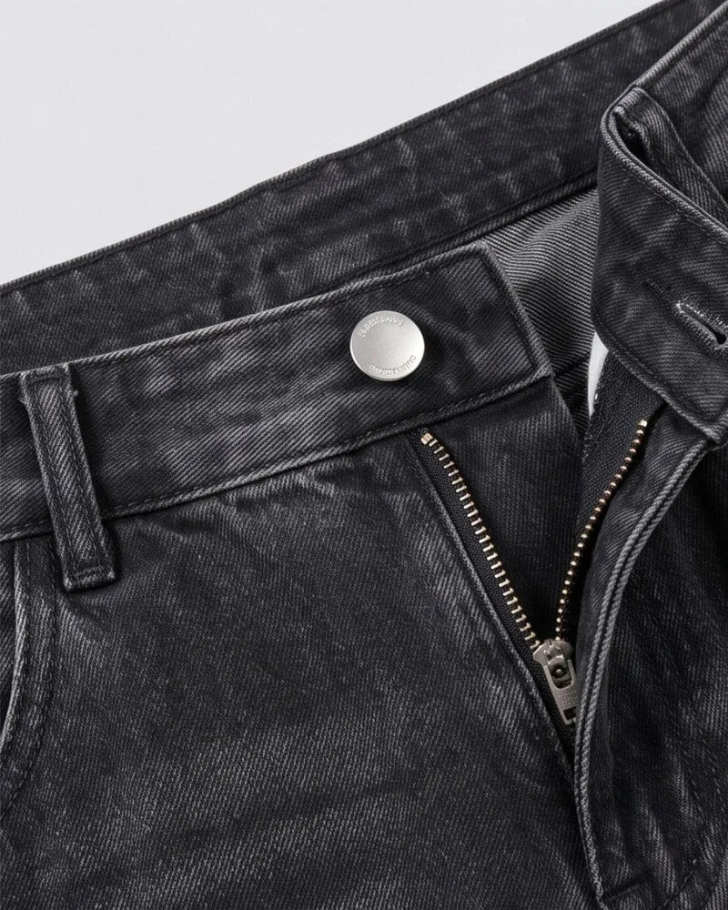 KIIKIO Black Washed Flame Panel Wide-Leg Cargo Jeans