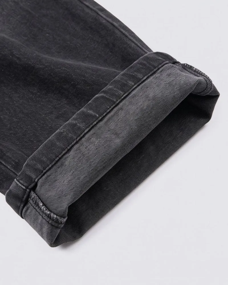 KIIKIO Black Washed Flame Panel Wide-Leg Cargo Jeans