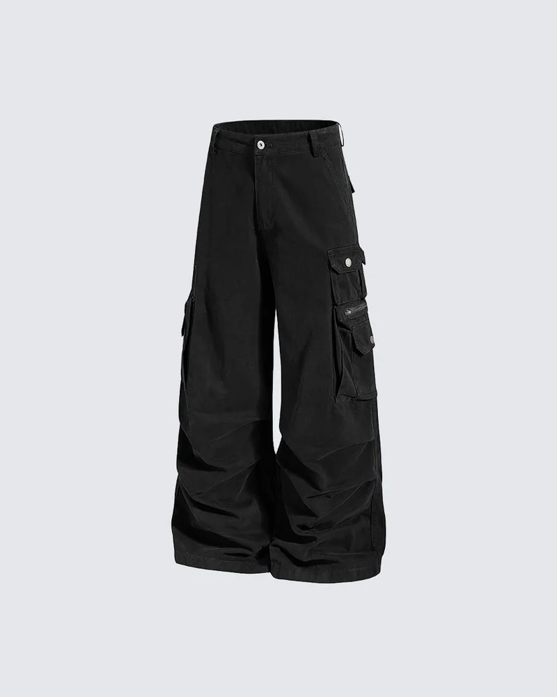 KIIKIO Tactical Wide-Leg Cargo Pants