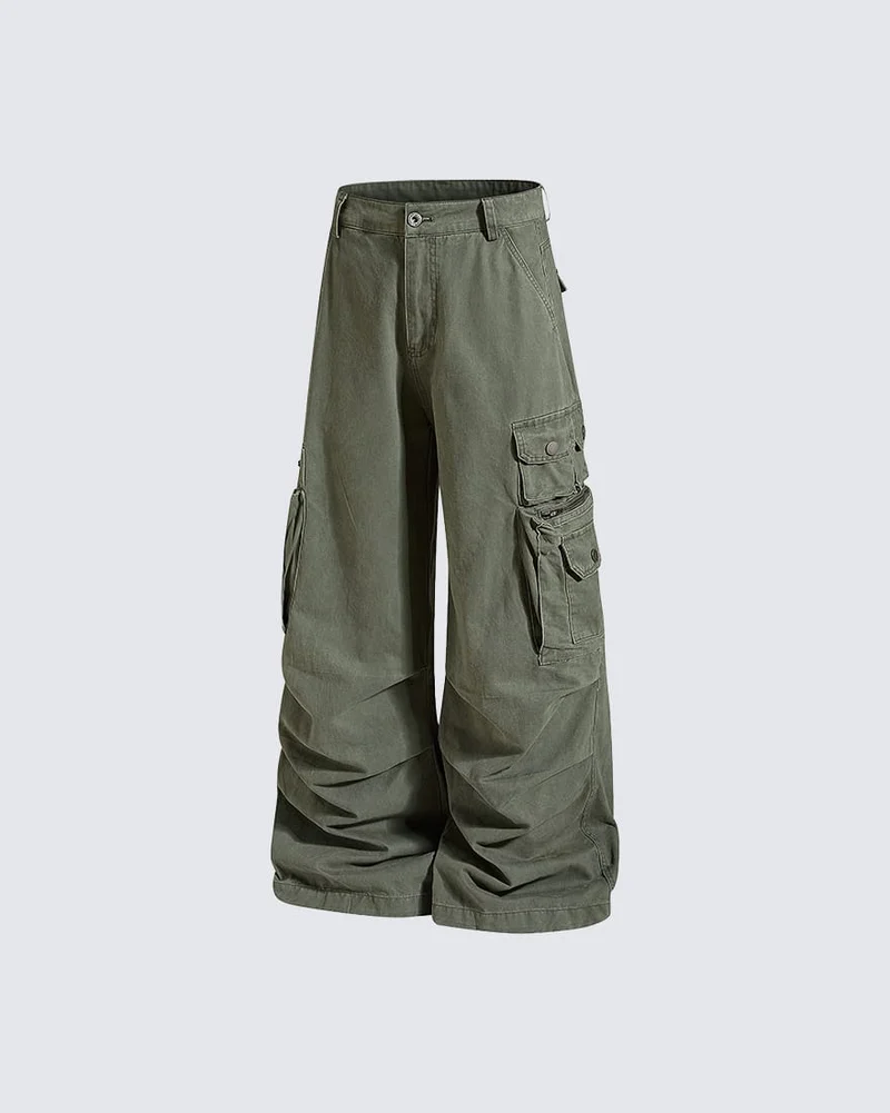 KIIKIO Tactical Wide-Leg Cargo Pants