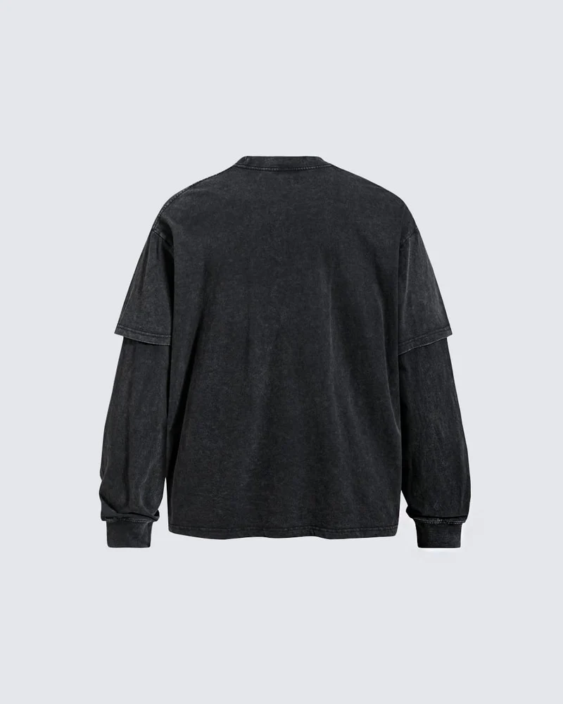 KIIKIO High Street American Graphic Layered Long-Sleeve T-Shirt