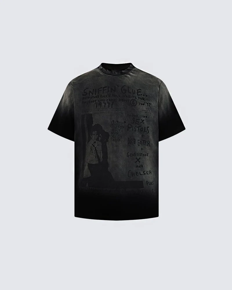 KIIKIO Retro Faded Graphic Washed Oversized T-Shirt