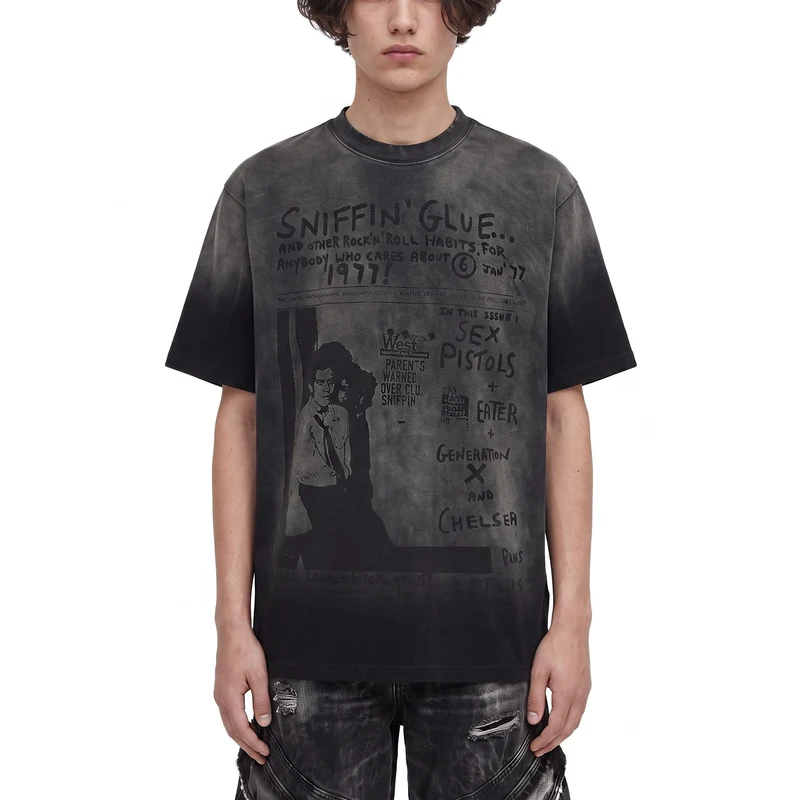 KIIKIO Retro Faded Graphic Washed Oversized T-Shirt
