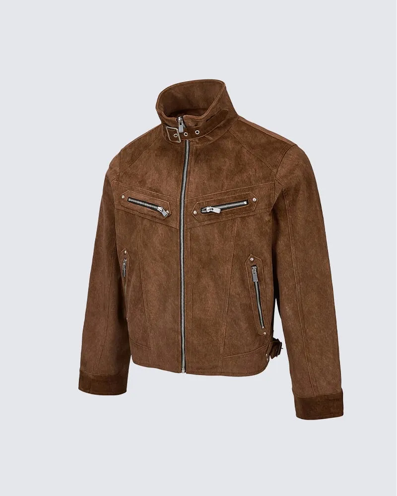 KIIKIO Vintage Buckle Zipper Jacket