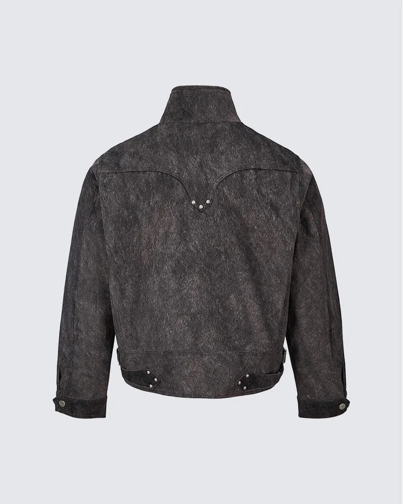 KIIKIO Vintage Buckle Zipper Jacket