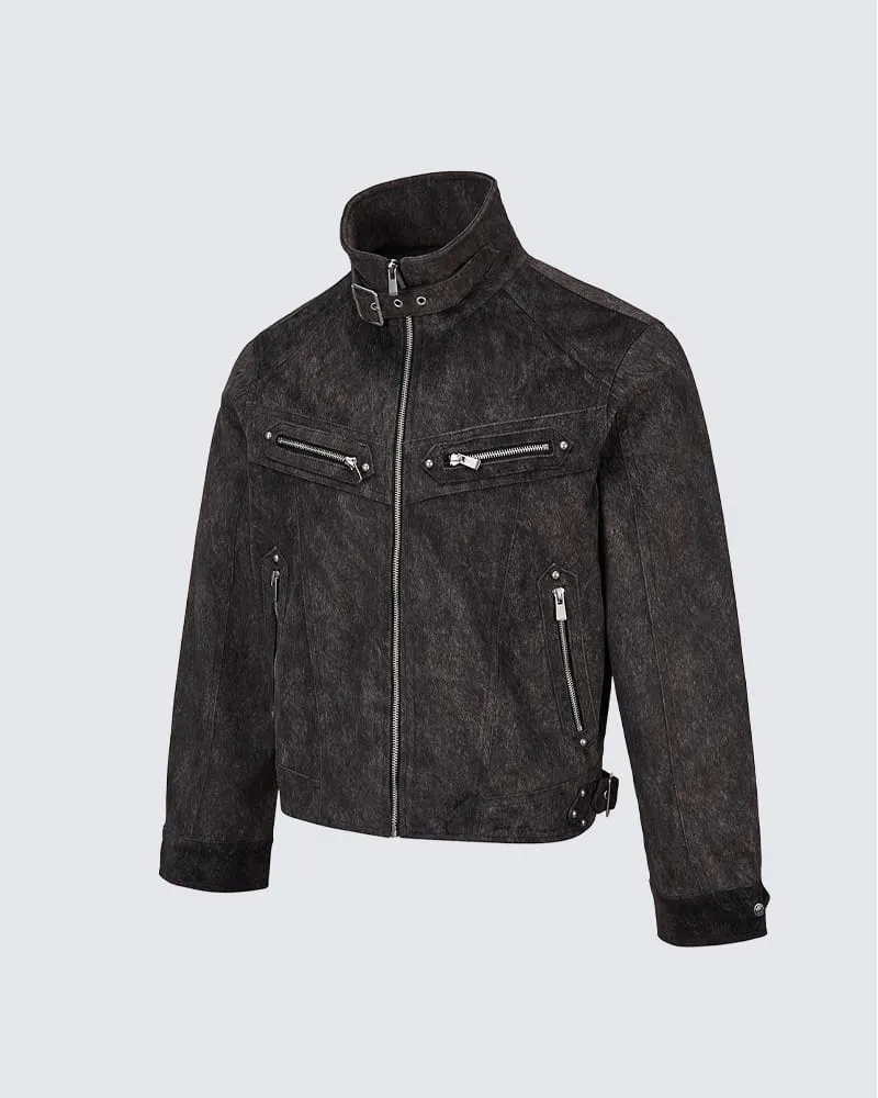 KIIKIO Vintage Buckle Zipper Jacket