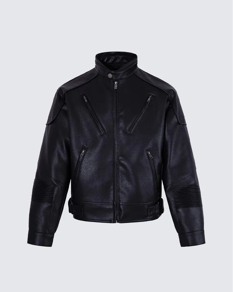 KIIKIO Dark Heavy-Duty Structured Zipper Jacket