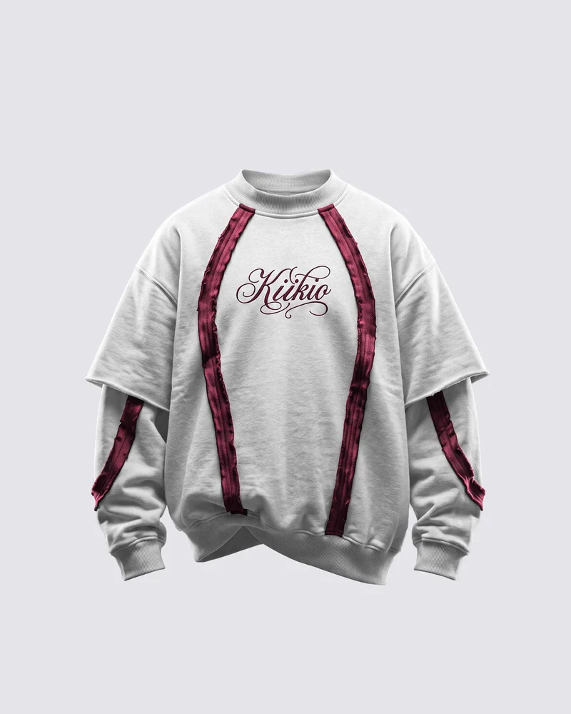 KIIKIO SYMBIOTE Layered Raw-Edge Contrast Sweatshirt