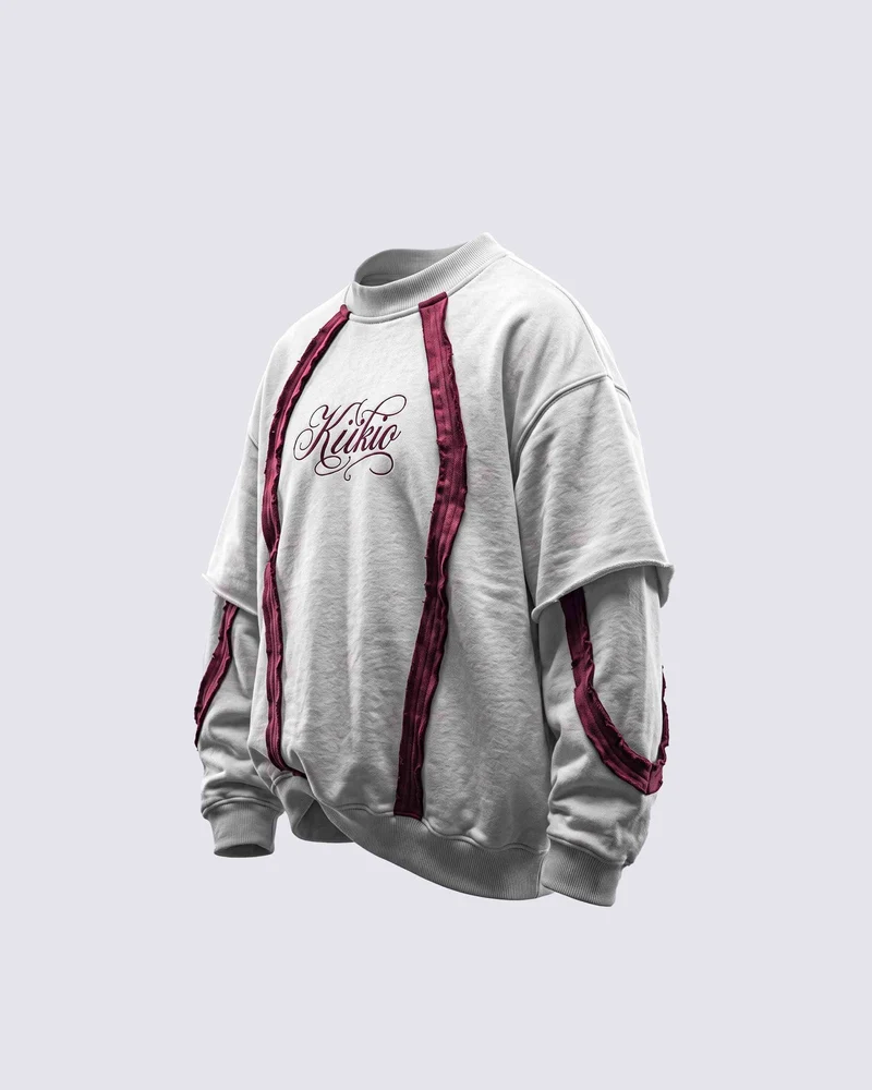 KIIKIO SYMBIOTE Layered Raw-Edge Contrast Sweatshirt