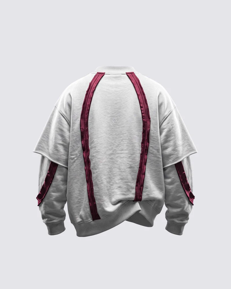 KIIKIO SYMBIOTE Layered Raw-Edge Contrast Sweatshirt