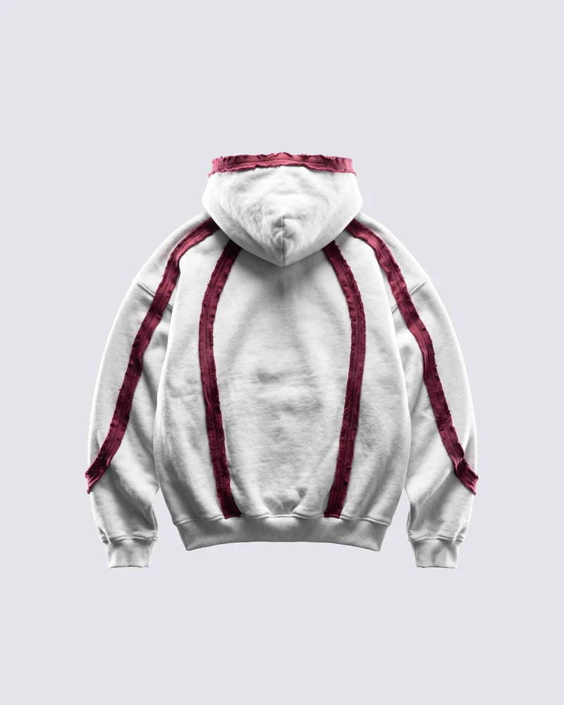 KIIKIO SYMBIOTE Raw-Edge Contrast Zip-Up Hoodie