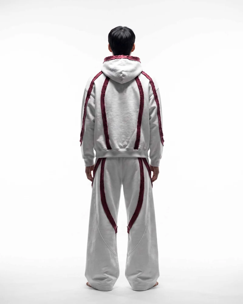 KIIKIO SYMBIOTE Raw-Edge Contrast Zip-Up Hoodie
