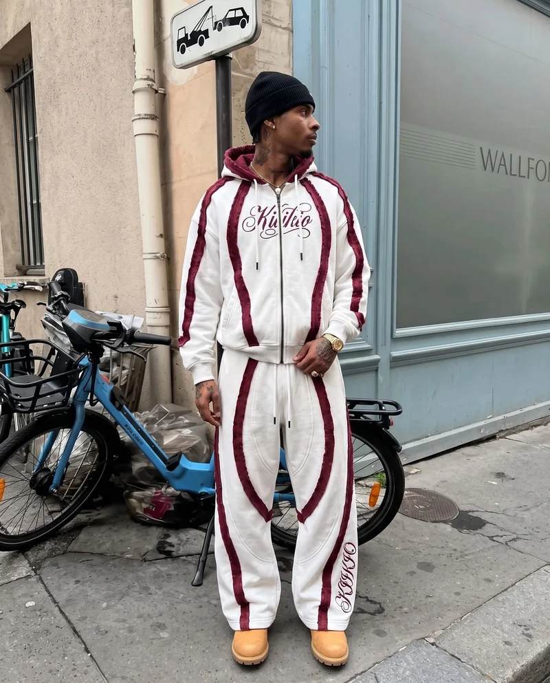 KIIKIO SYMBIOTE Raw-Edge Contrast Zip-Up Hoodie