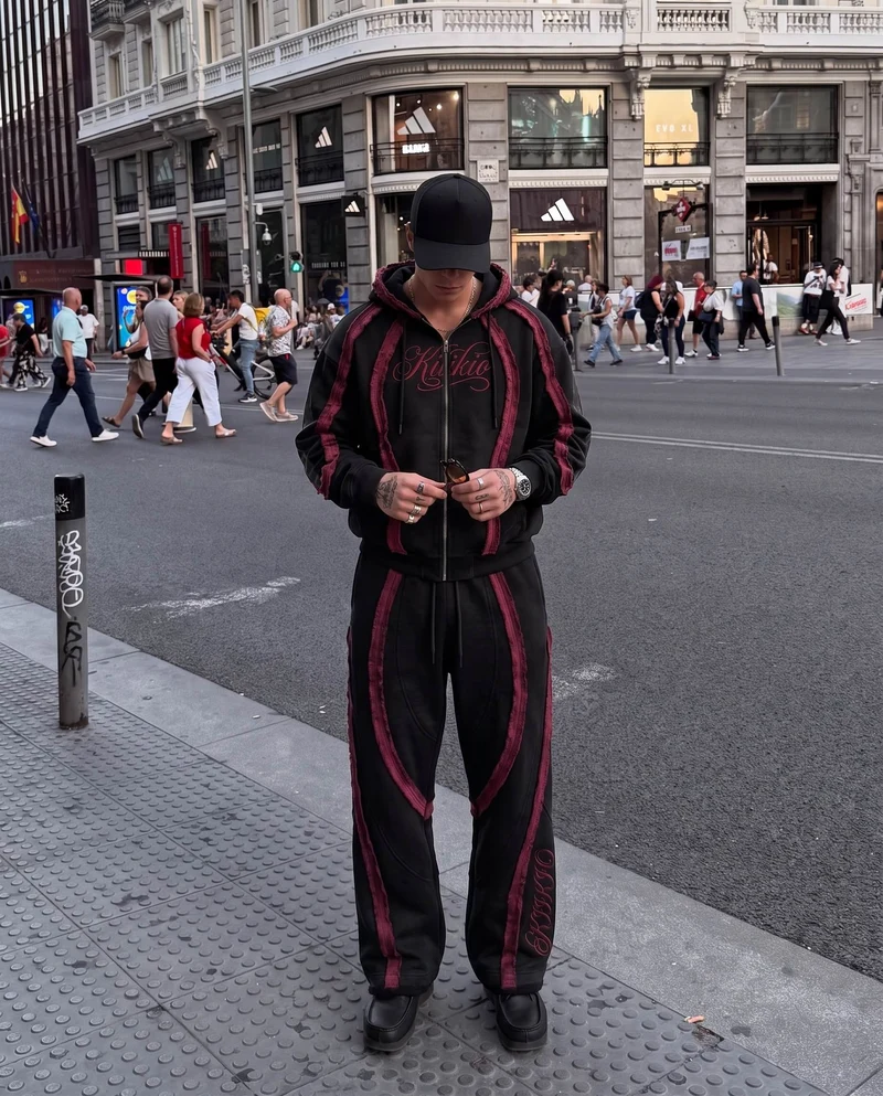 KIIKIO SYMBIOTE Series | Dark Retro Sport Patchwork Sweatpants