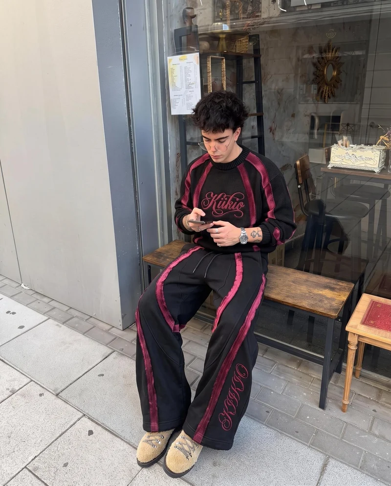 KIIKIO SYMBIOTE Series | Dark Retro Sport Patchwork Sweatpants