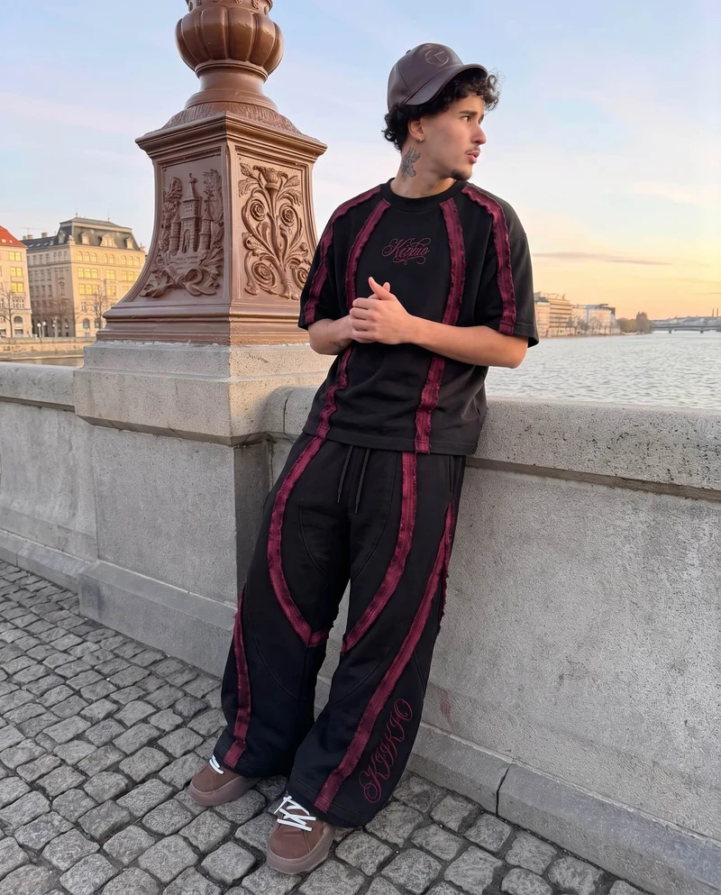 KIIKIO SYMBIOTE Series | Dark Retro Sport Patchwork Sweatpants