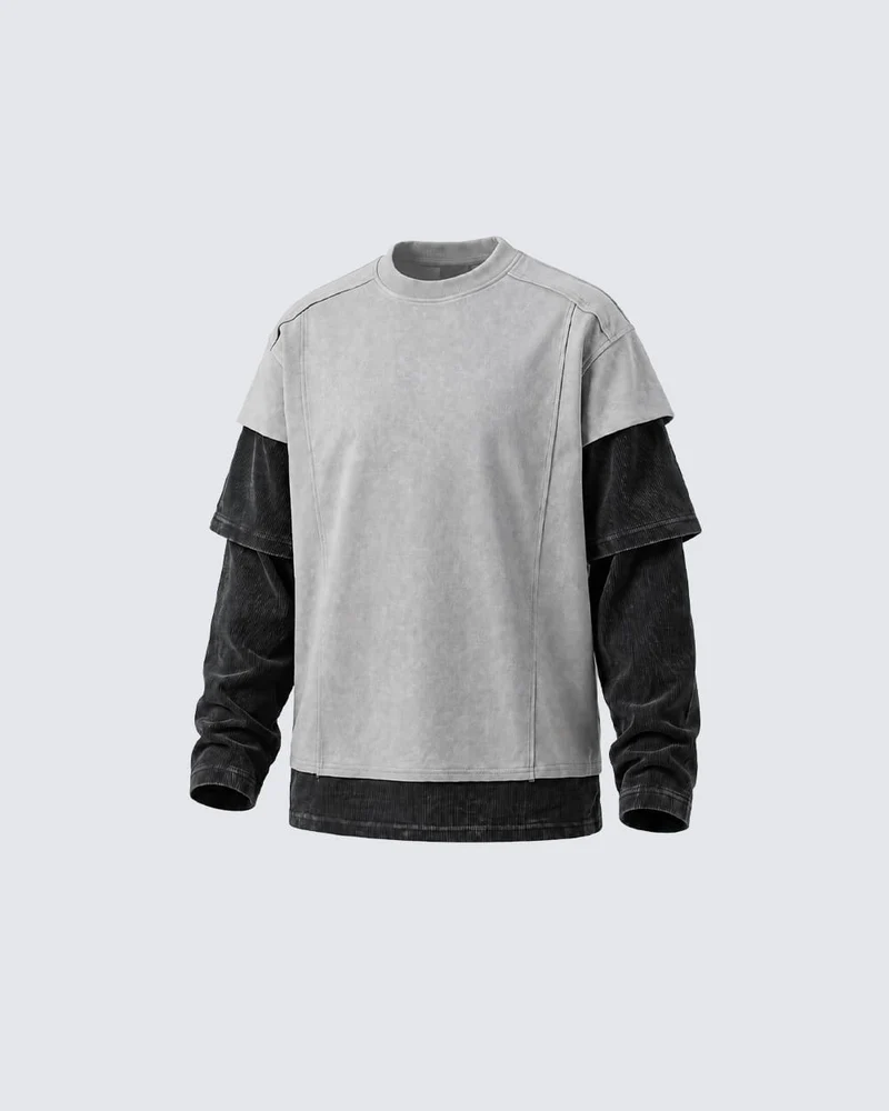 KIIKIO Grunge Distressed Patchwork Layered Tee