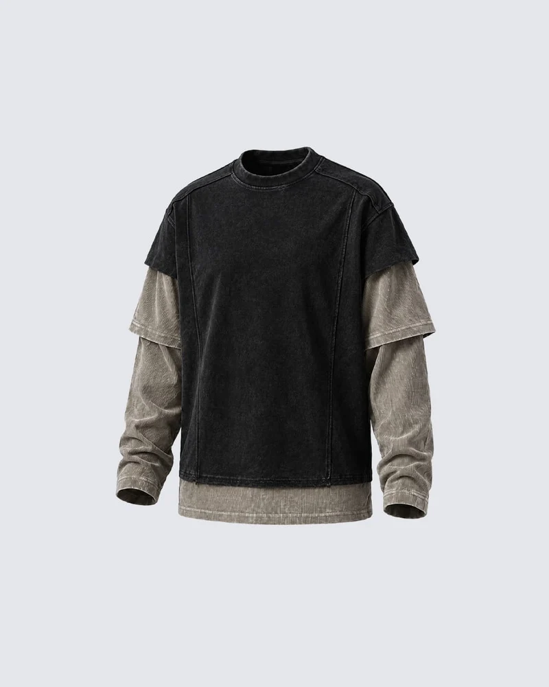 KIIKIO Grunge Distressed Patchwork Layered Tee