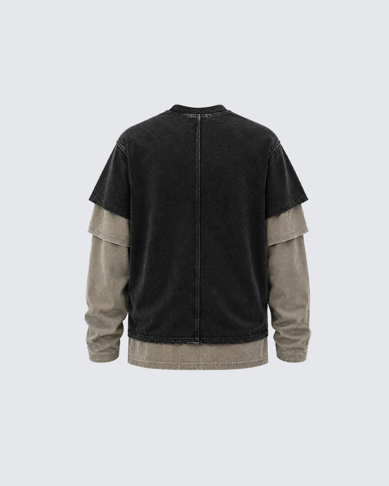 KIIKIO Grunge Distressed Patchwork Layered Tee