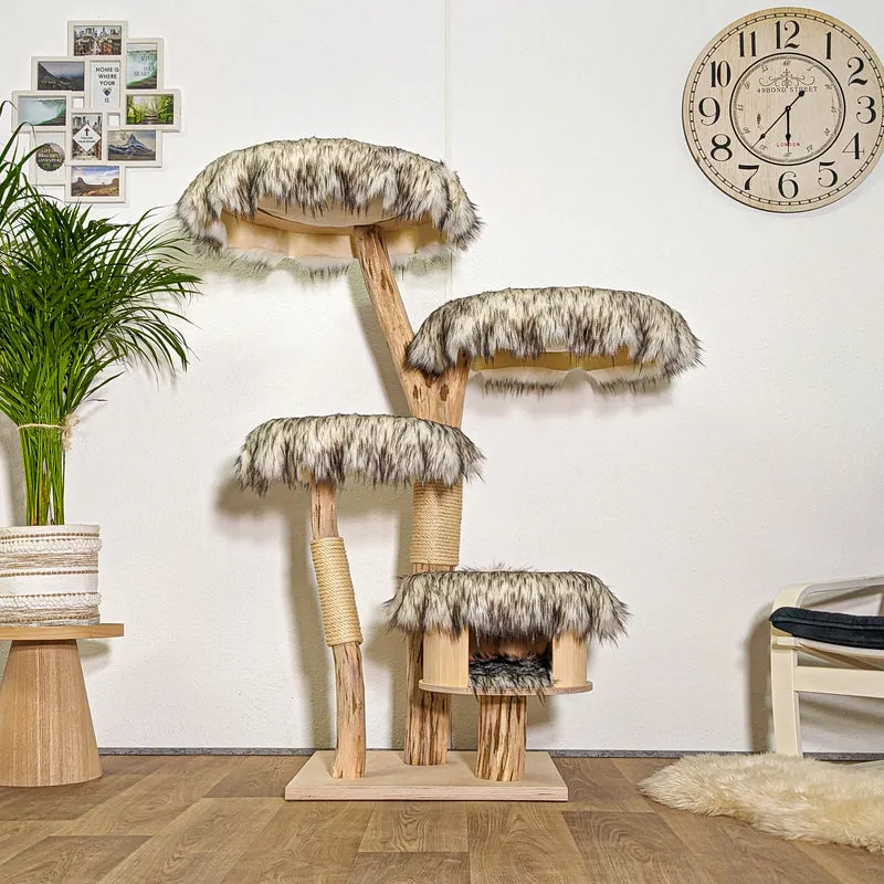Naturkratzbaum 4399 Kratzbaum Natur Holz Design 145 cm hoch Katzenbaum