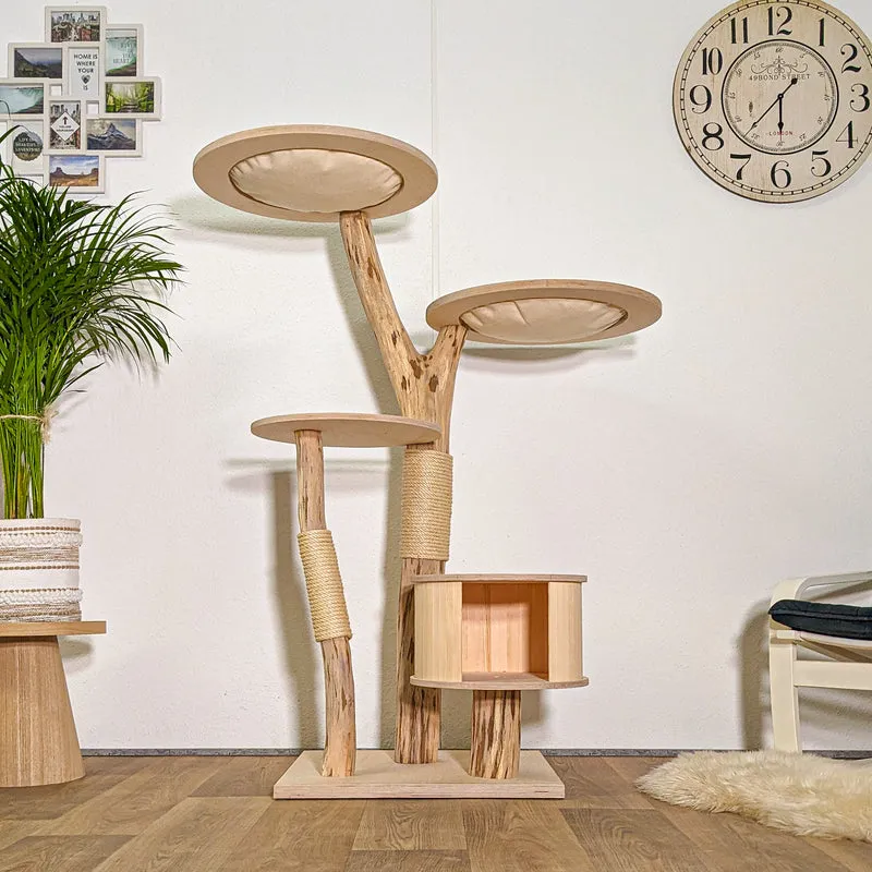 Naturkratzbaum 4399 Kratzbaum Natur Holz Design 145 cm hoch Katzenbaum