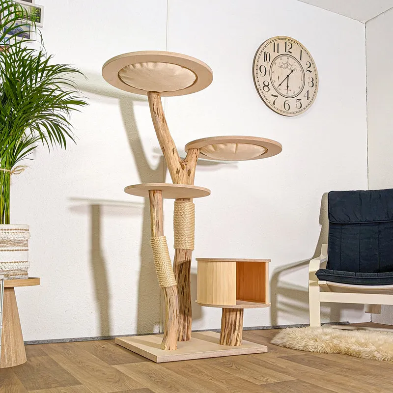 Naturkratzbaum 4399 Kratzbaum Natur Holz Design 145 cm hoch Katzenbaum