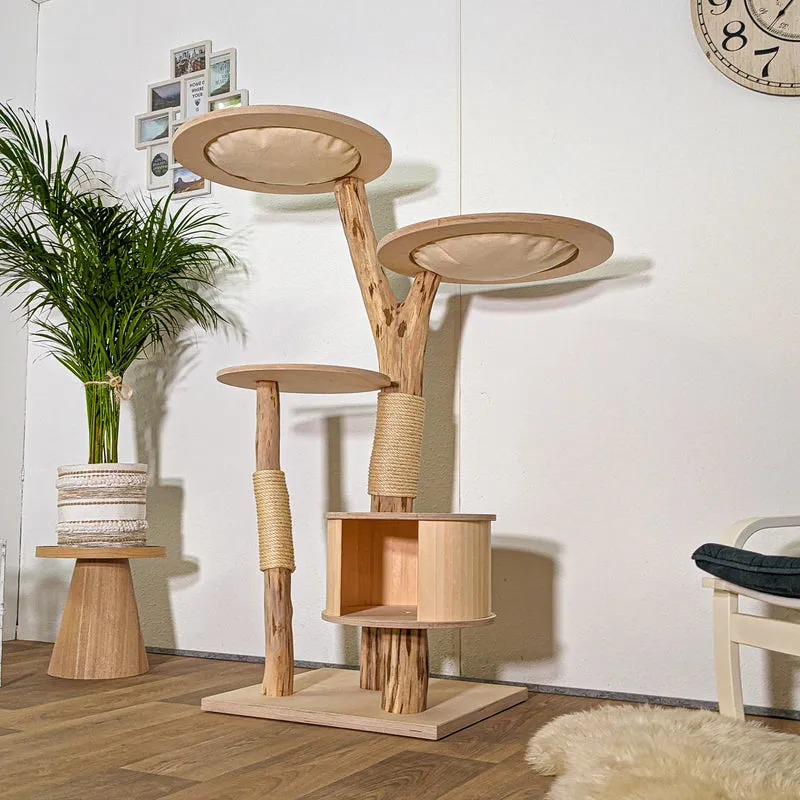 Naturkratzbaum 4399 Kratzbaum Natur Holz Design 145 cm hoch Katzenbaum