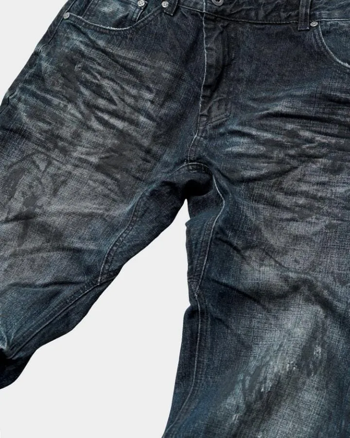 KIIKIO Vintage Dirty-Washed Textured Wide-Leg Jeans