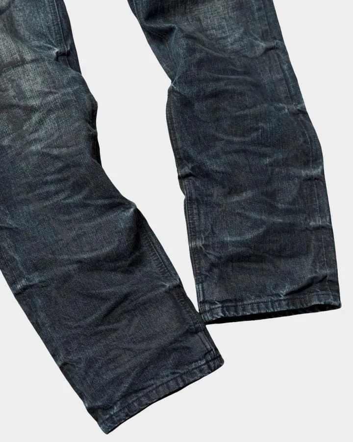 KIIKIO Vintage Dirty-Washed Textured Wide-Leg Jeans