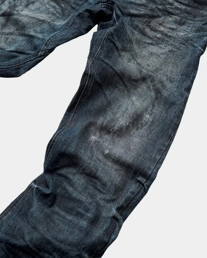 KIIKIO Vintage Dirty-Washed Textured Wide-Leg Jeans
