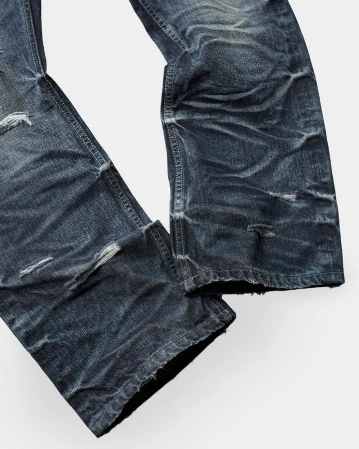 KIIKIO Vintage Distressed Wide-Leg Jeans