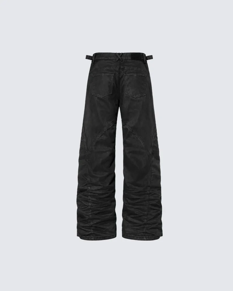KIIKIO Vintage Biker Paneled Wide-Leg Jeans