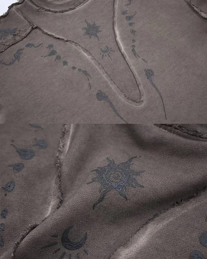KIIKIO Grunge Washed Patchwork Sweater