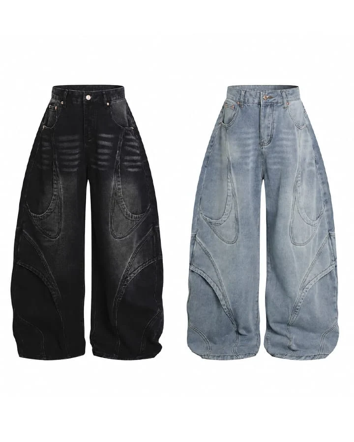 KIIKIO Baggy Washed Jeans