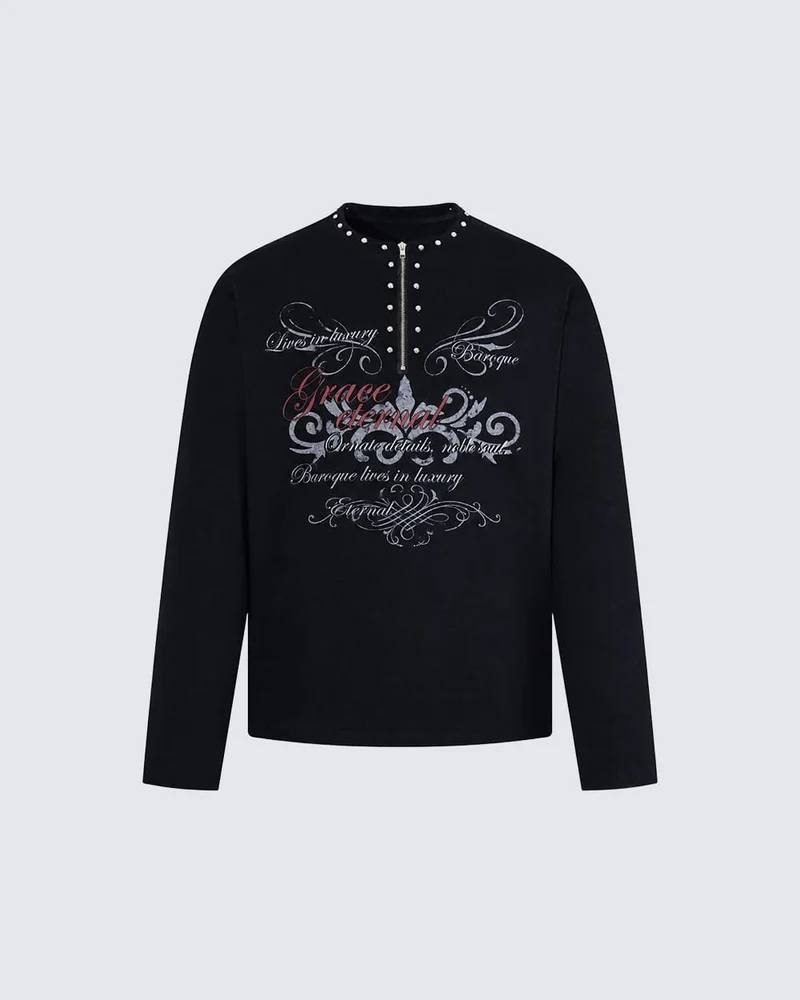 KIIKIO Gothic Zipper Studded Tee