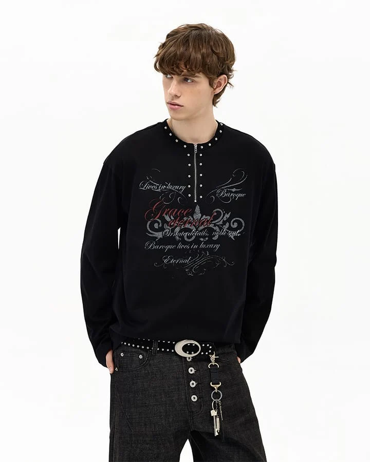 KIIKIO Gothic Zipper Studded Tee