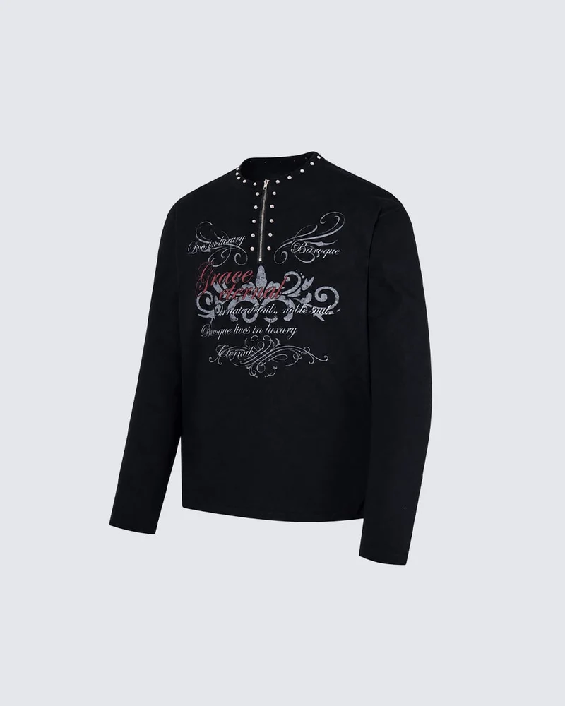 KIIKIO Gothic Zipper Studded Tee