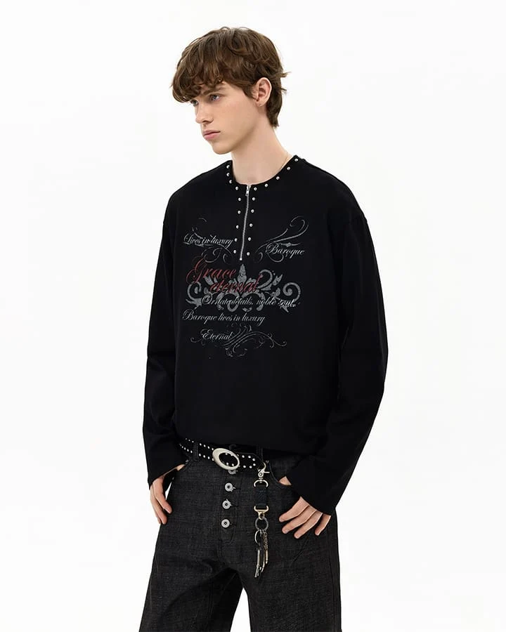 KIIKIO Gothic Zipper Studded Tee