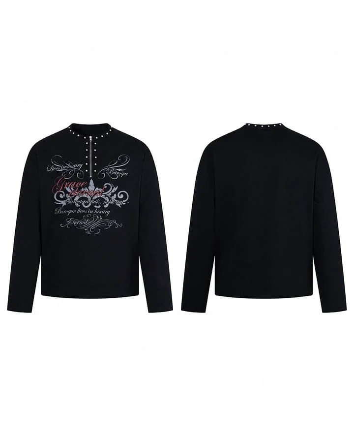 KIIKIO Gothic Zipper Studded Tee