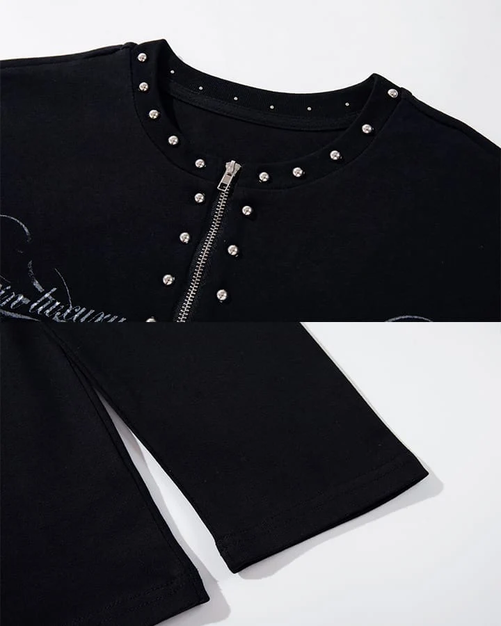KIIKIO Gothic Zipper Studded Tee