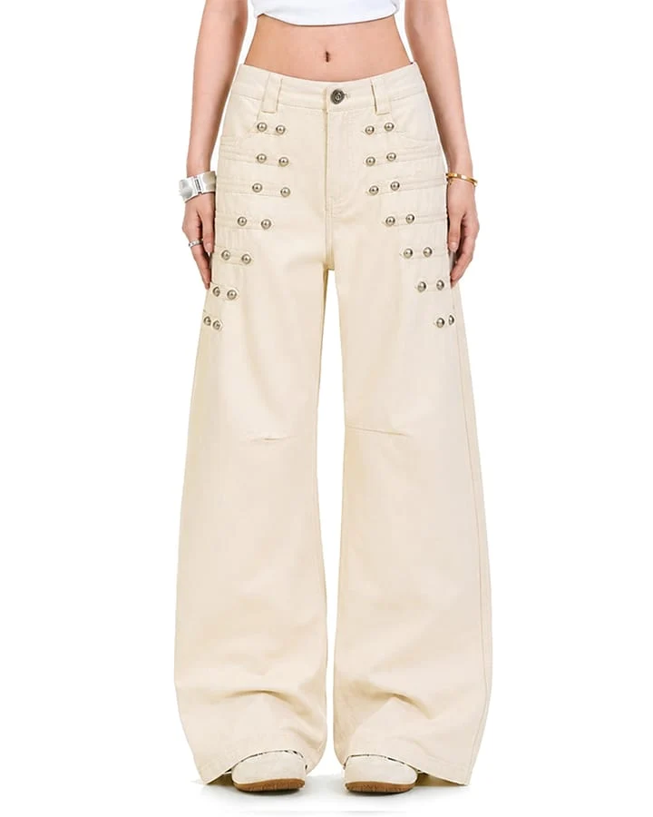 KIIKIO Y2K Washed Elastic Waist Jeans