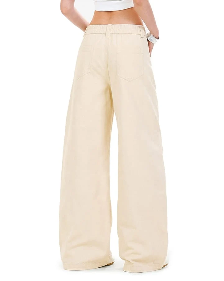 KIIKIO Y2K Washed Elastic Waist Jeans