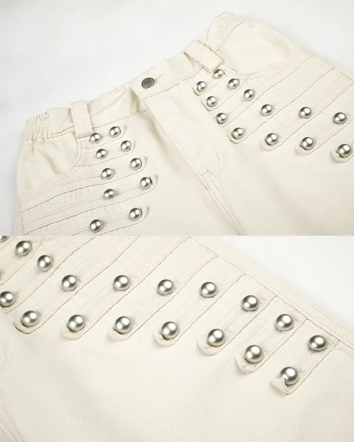 KIIKIO Y2K Washed Elastic Waist Jeans